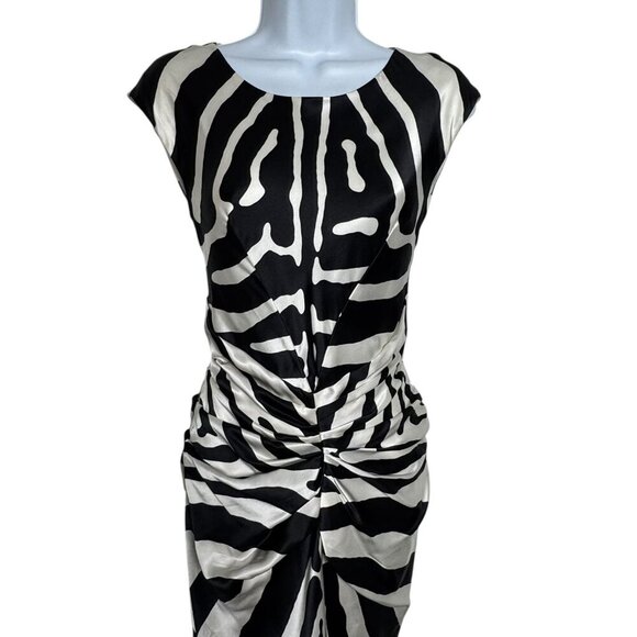 Dior designed by Galliano Black & White silk zebra print midi dress 2008 Size 2 - Picture 3 of 13